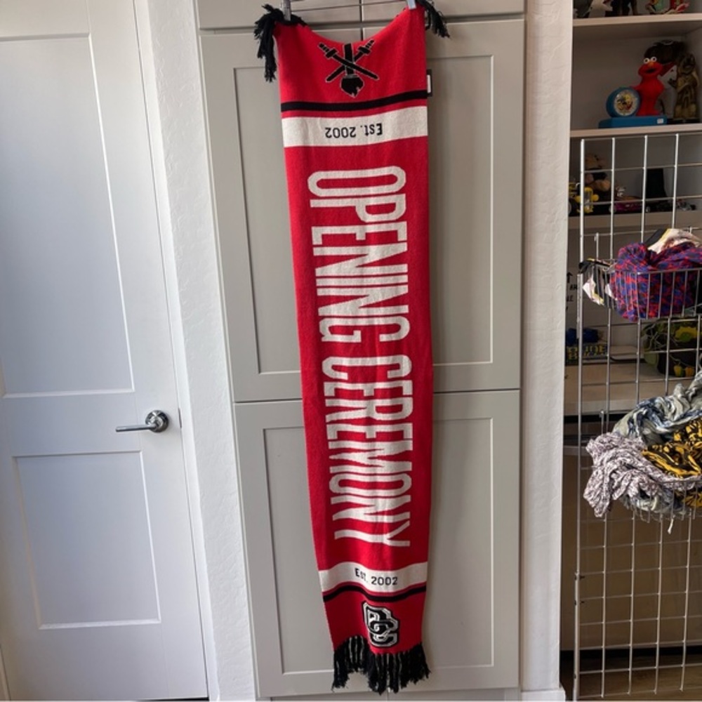 Opening Ceremony Red White Tassel Fringe Streetwear Academia Varsity Scarf Wrap